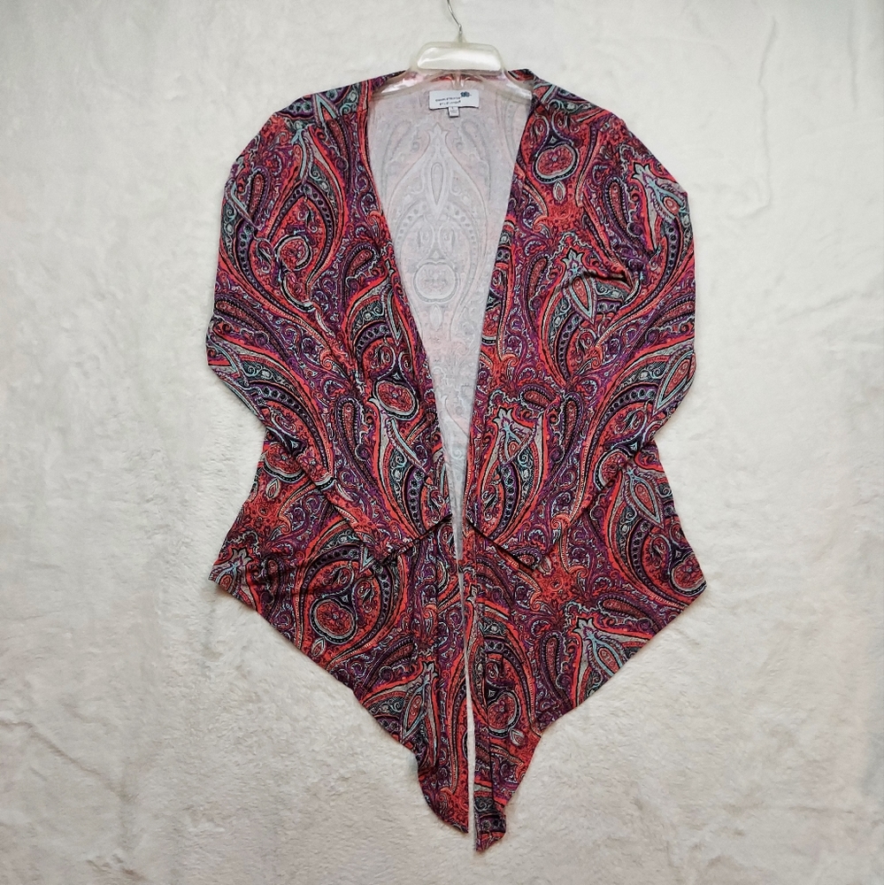 Completely Me Liz Lange Multicolor Pattern Open Front Cardigan Size L